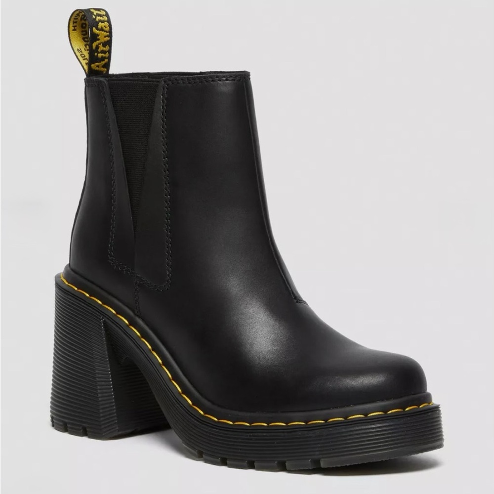 Dr. Martens Spence Leather Flared Heel Chelsea Boots, US Mens 7 / Womens 8